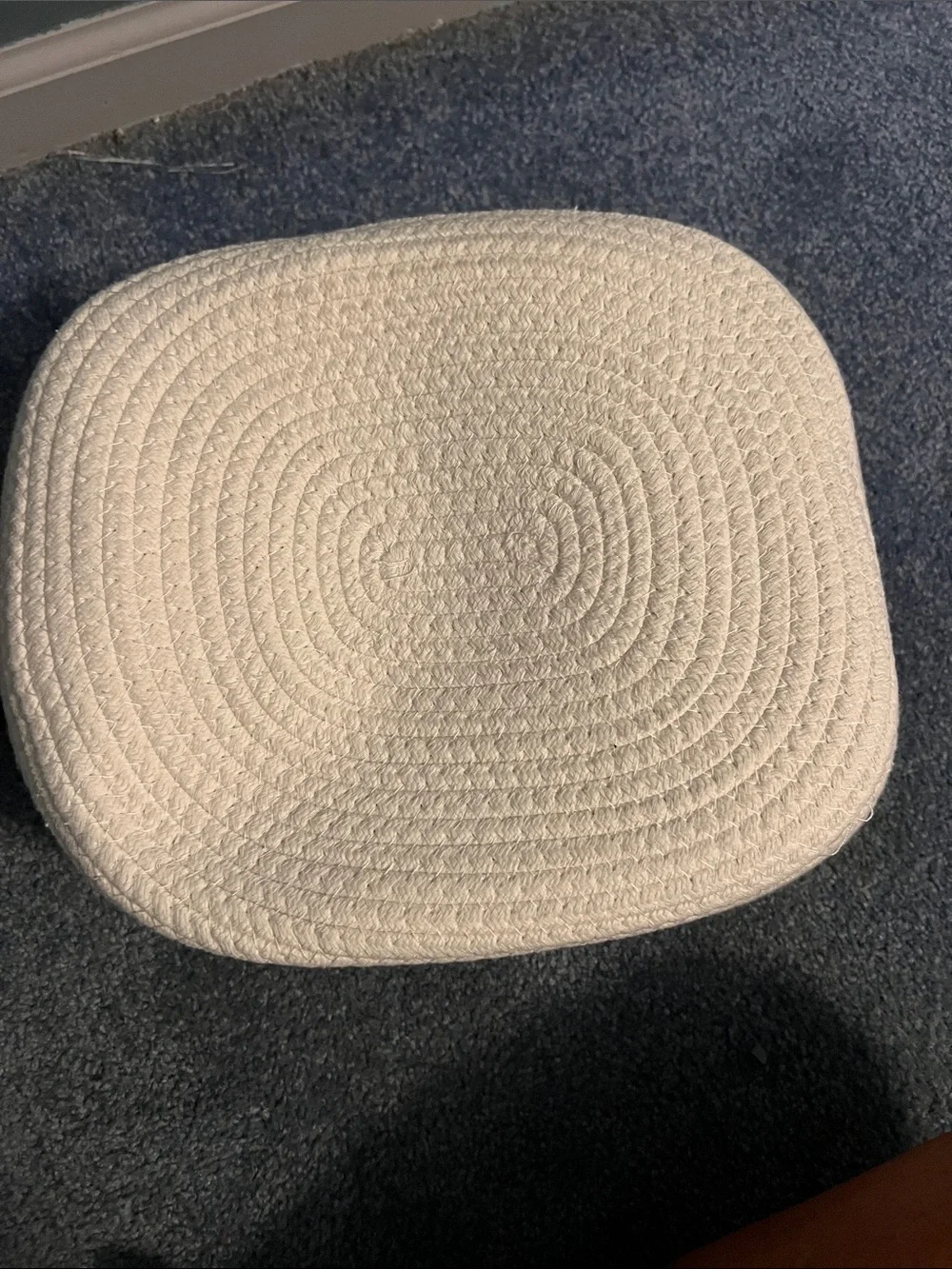 Target Cream Woven Rope Storage Basket with Brown Leather Handles